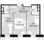 Планировка 2-комнатной квартиры, 55,9 м2