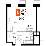 Планировка квартиры студии, 28,2 м2
