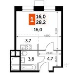 Планировка 1-комнатной квартиры, 28,2 м2
