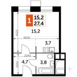 Планировка квартиры студии, 27,4 м2