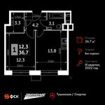 Планировка 1-комнатной квартиры, 36,7 м2