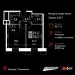 Планировка 2-комнатной квартиры, 36,1 м2