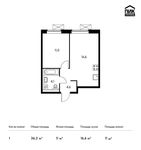 Планировка 1-комнатной квартиры, 36,3 м2