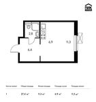 Планировка квартиры студии, 27,1 м2