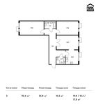Планировка 3-комнатной квартиры, 92,4 м2