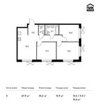 Планировка 3-комнатной квартиры, 67,9 м2