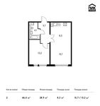 Планировка 2-комнатной квартиры, 46,4 м2