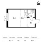 Планировка квартиры студии, 23,4 м2