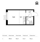 Планировка квартиры студии, 19,8 м2