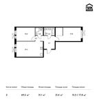 Планировка 2-комнатной квартиры, 69,5 м2
