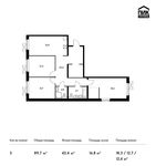 Планировка 3-комнатной квартиры, 89,7 м2