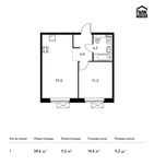 Планировка 1-комнатной квартиры, 39,6 м2
