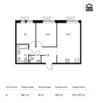 Планировка 2-комнатной квартиры, 56,7 м2