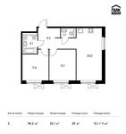 Планировка 2-комнатной квартиры, 58,2 м2