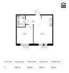 Планировка 1-комнатной квартиры, 45,1 м2