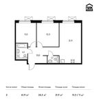 Планировка 2-комнатной квартиры, 61,9 м2