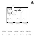 Планировка 2-комнатной квартиры, 51,1 м2