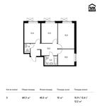Планировка 3-комнатной квартиры, 68,3 м2