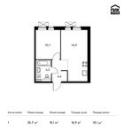 Планировка 1-комнатной квартиры, 35,7 м2