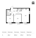 Планировка 2-комнатной квартиры, 61,4 м2