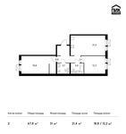 Планировка 2-комнатной квартиры, 67,8 м2
