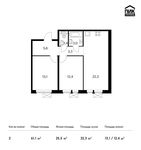 Планировка 2-комнатной квартиры, 61,1 м2