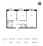 Планировка 2-комнатной квартиры, 62,1 м2