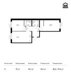 Планировка 2-комнатной квартиры, 72 м2