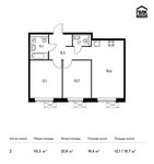 Планировка 2-комнатной квартиры, 55,5 м2