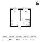 Планировка 1-комнатной квартиры, 41,2 м2