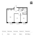 Планировка 2-комнатной квартиры, 53 м2
