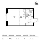 Планировка квартиры студии, 23,4 м2