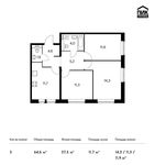 Планировка 3-комнатной квартиры, 64,6 м2