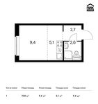 Планировка квартиры студии, 19,8 м2