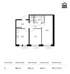 Планировка 2-комнатной квартиры, 58,2 м2