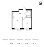 Планировка 1-комнатной квартиры, 40,1 м2