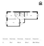 Планировка 2-комнатной квартиры, 72 м2