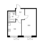 Планировка 1-комнатной квартиры, 39,7 м2