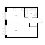 Планировка 1-комнатной квартиры, 33,9 м2