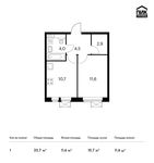 Планировка 1-комнатной квартиры, 33,7 м2