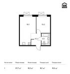 Планировка 1-комнатной квартиры, 37,7 м2