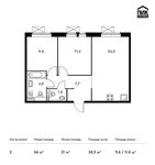 Планировка 2-комнатной квартиры, 56 м2