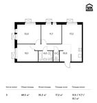Планировка 3-комнатной квартиры, 68,5 м2