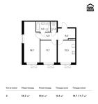 Планировка 2-комнатной квартиры, 58,2 м2