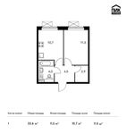 Планировка 1-комнатной квартиры, 33,6 м2