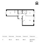Планировка 3-комнатной квартиры, 76,1 м2