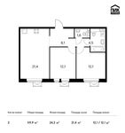 Планировка 2-комнатной квартиры, 59,9 м2