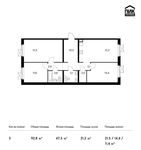 Планировка 3-комнатной квартиры, 92,8 м2