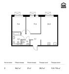 Планировка 2-комнатной квартиры, 56,2 м2
