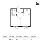 Планировка 1-комнатной квартиры, 39,3 м2